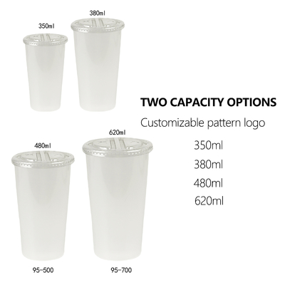Custom Split Double Milk Tea Cup Take Away Plastic Cup with Lid
