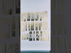 アイテムステンシルキット,文字の高さ1.5インチ,材料ブラス,厚さ0.007インチ,全体的な高さ1.5インチ